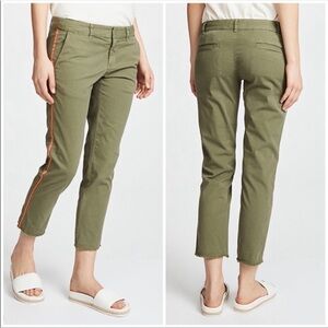 Nili Lotan olive side stripe cropped pants